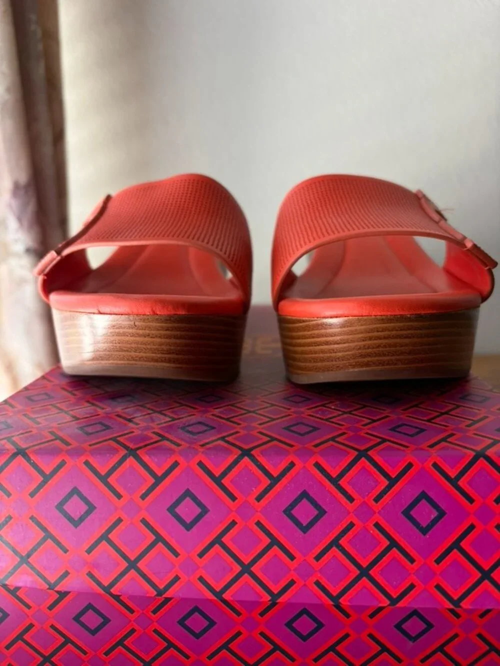 Tory Burch Ines 80mm Wedge Slide Sandals - Bright Orange